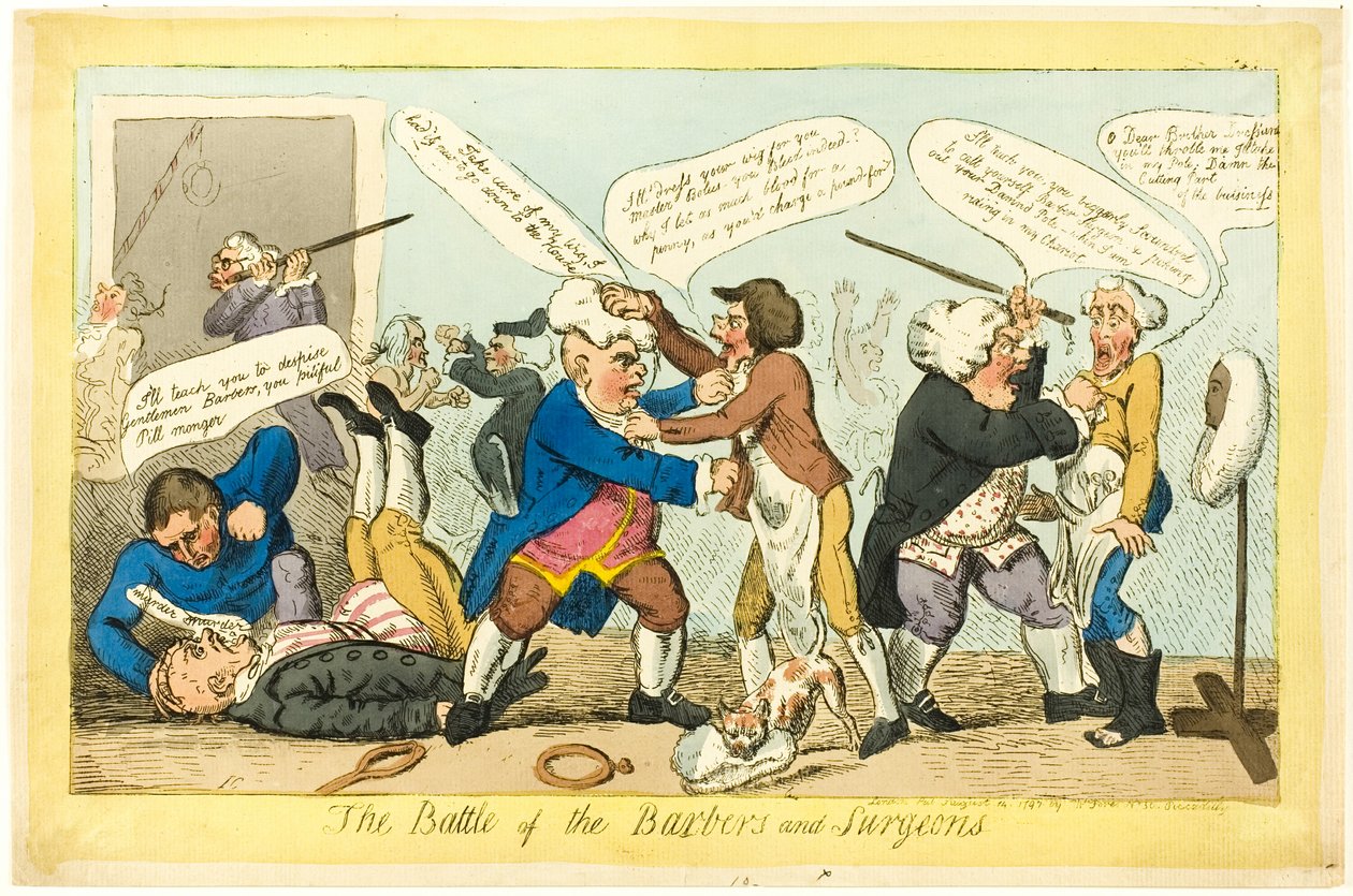 Parturien ja kirurgien taistelu tekijältä Isaac Cruikshank