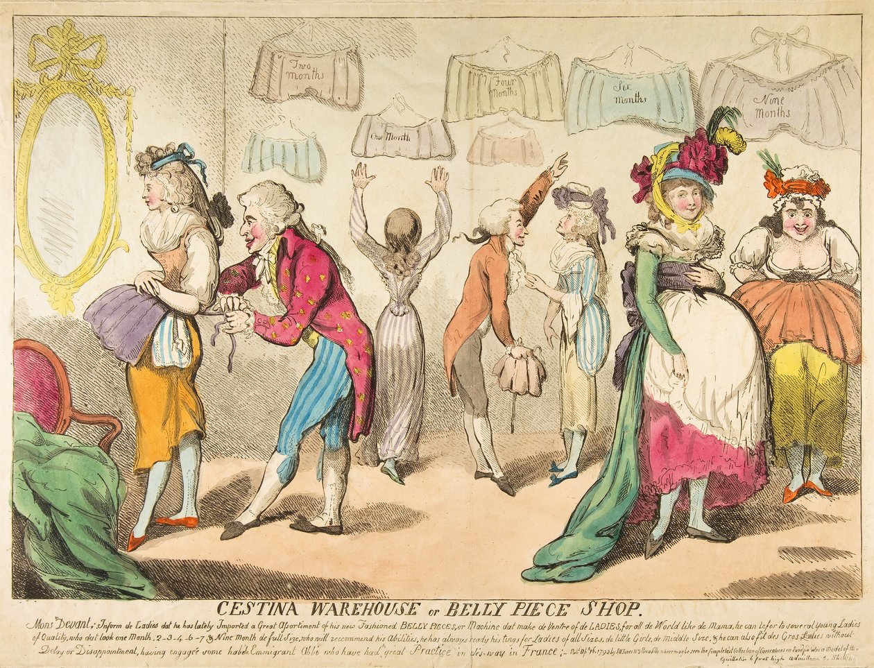 Cestina Warehouse tai Belly Piece Shop, pubi. 1793 tekijältä Isaac Cruikshank