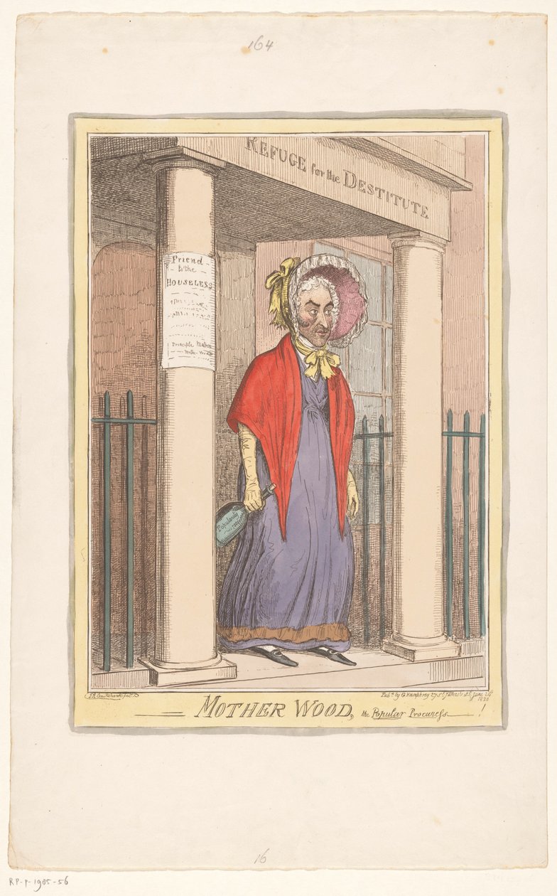Spotprent op Sir Matthew Wood, 1820 Mother Wood, suosittu hankkija-! (otsikko esineessä) tekijältä Isaac Cruikshank