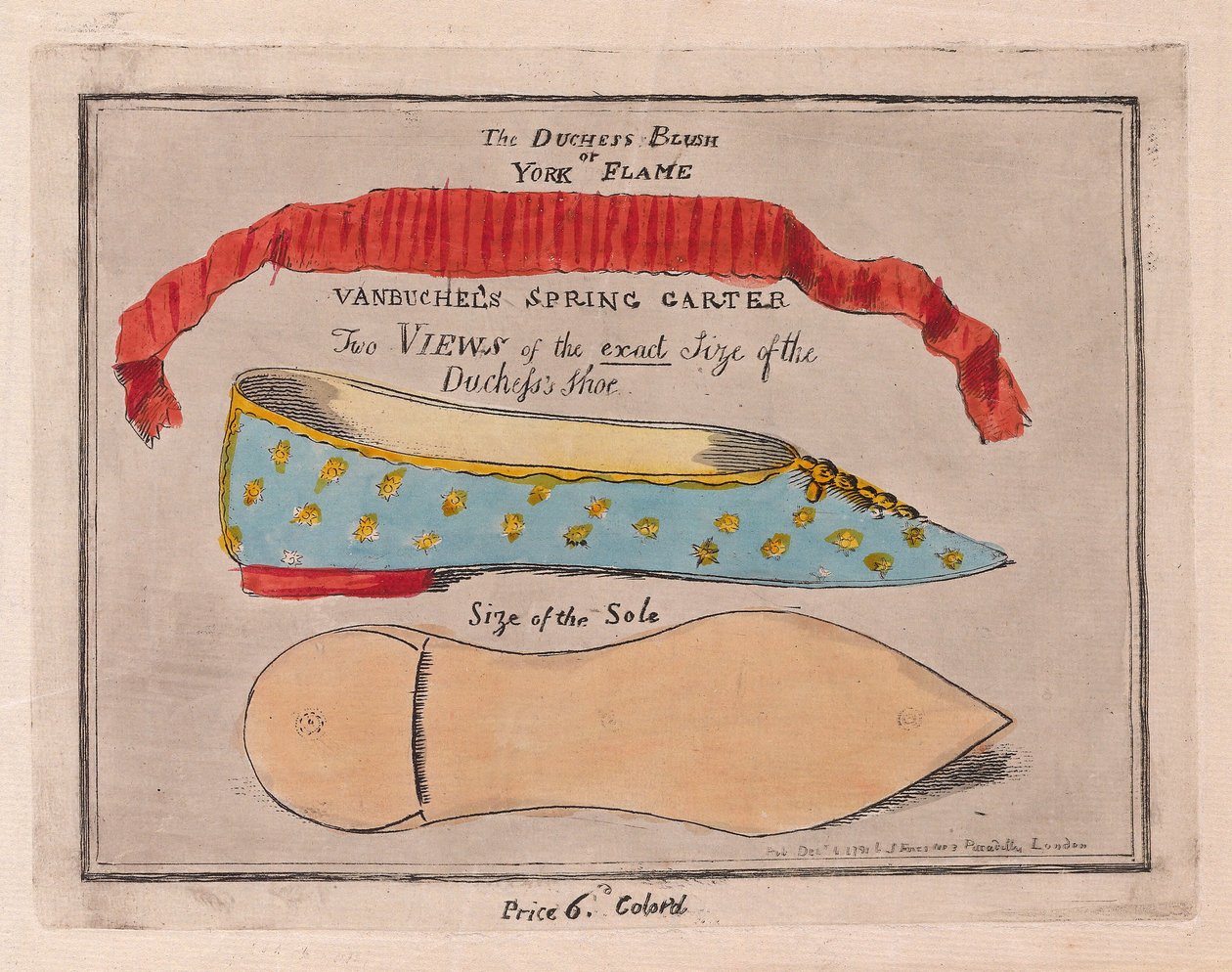 The Duchess Blush tai York Flame, pubi. 1791 (käsinvärinen kaiverrus) tekijältä Isaac Cruikshank