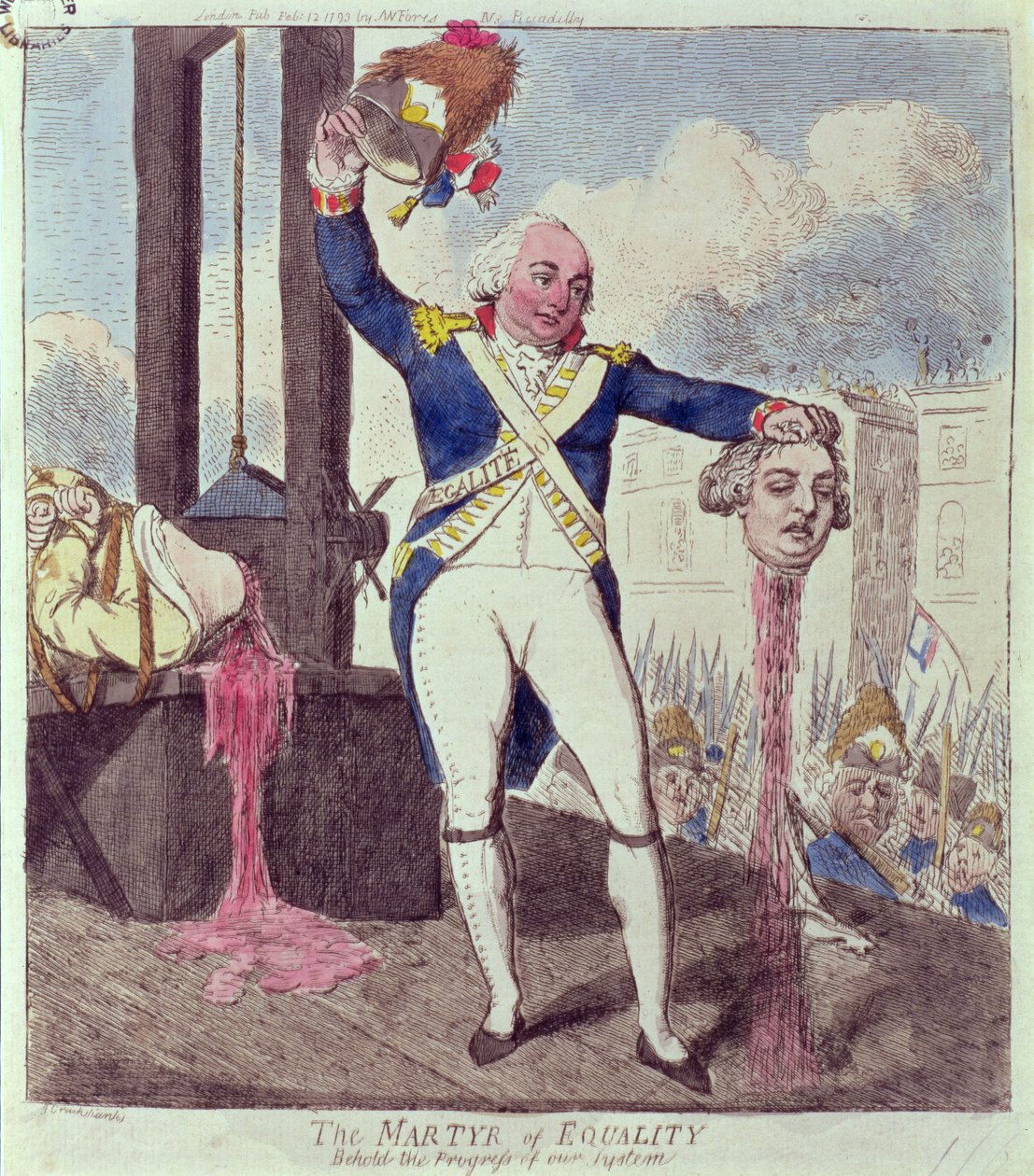 Tasa-arvon marttyyri: Katso järjestelmämme edistymistä, pub. kirjoittanut S.W. Fores, 1793 tekijältä Isaac Cruikshank