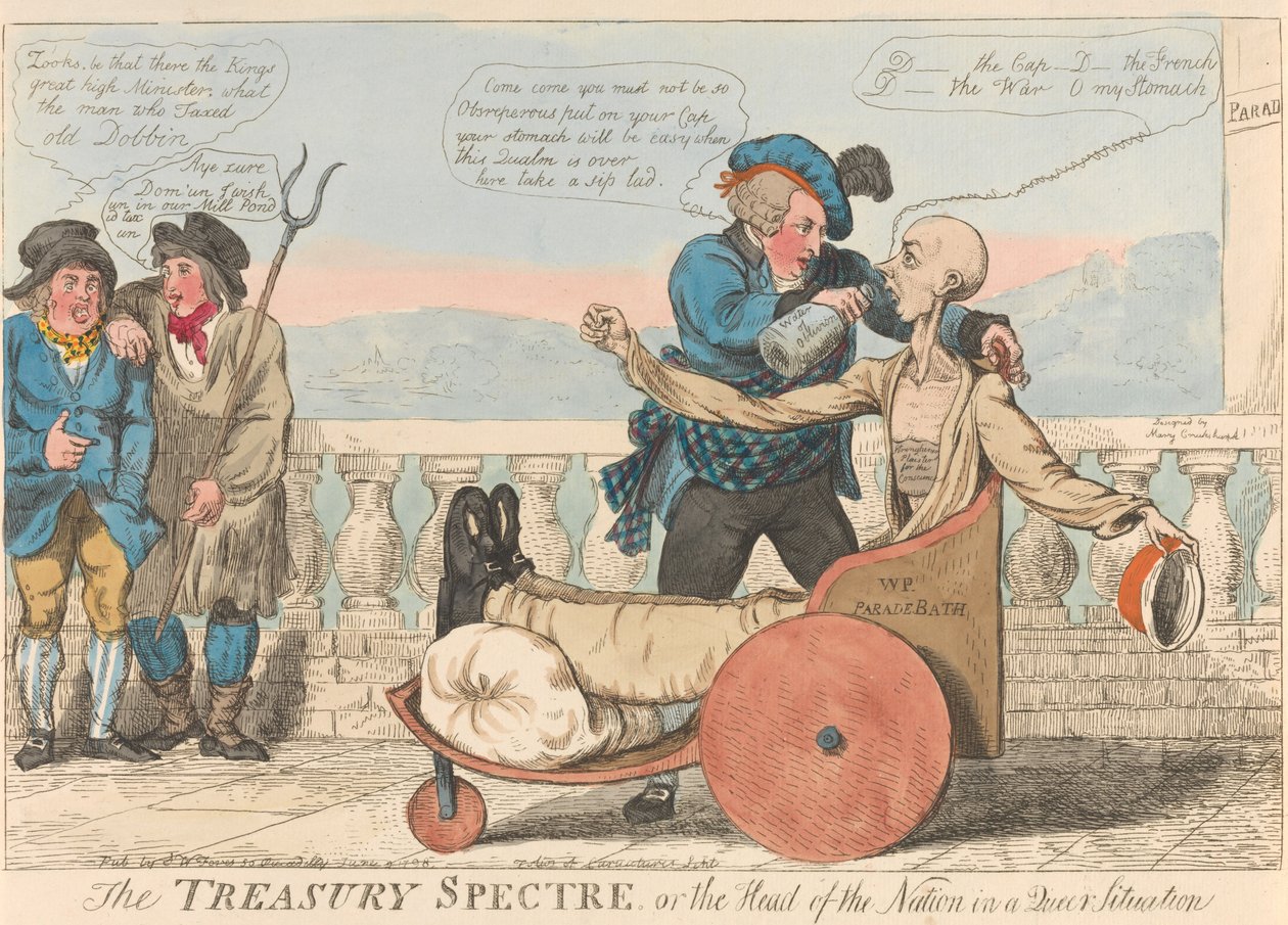 Das Schatzamt-Spektakel oder das Staatsoberhaupt in einer seltsamen Lage tekijältä Isaac Cruikshank