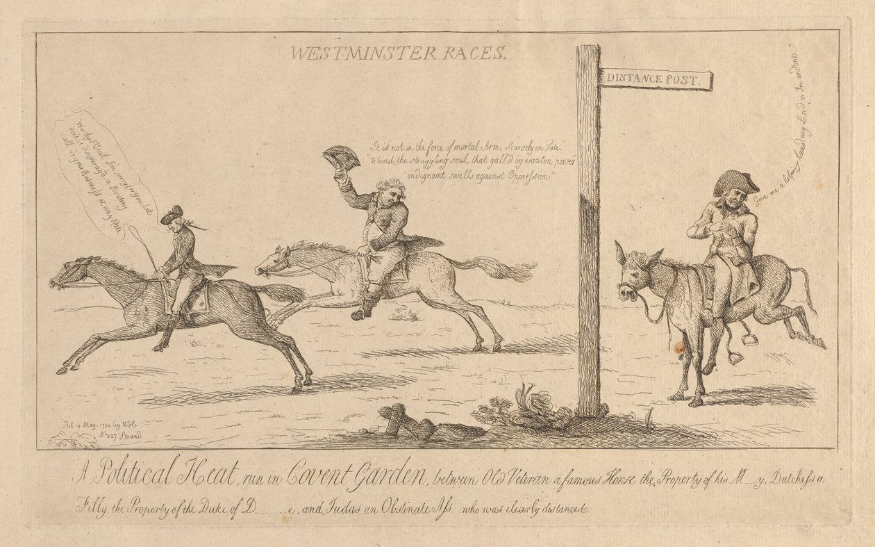 Westminster Races, poliittinen kuumuusjuoksu Covent Gardenissa tekijältä Isaac Cruikshank