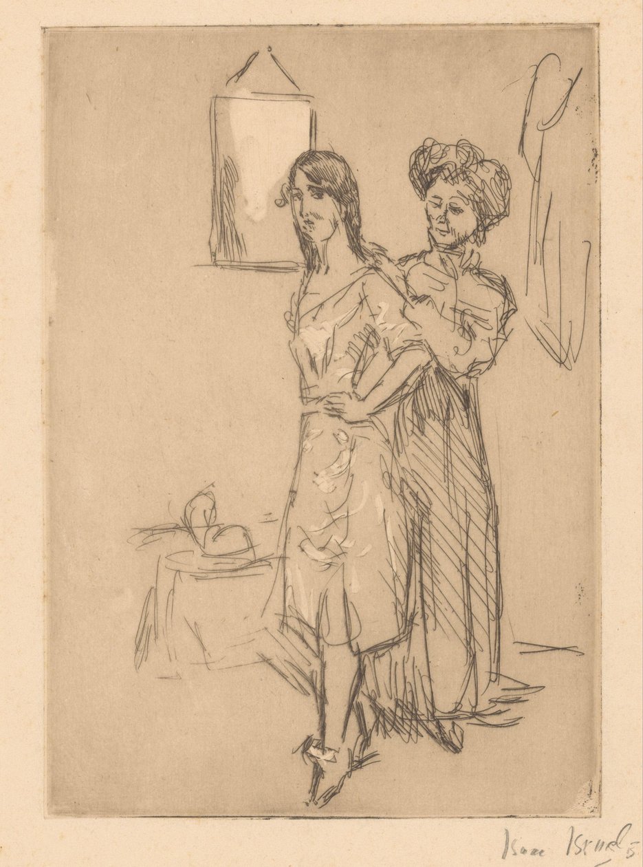 Nuori nainen hatuntekijässä Hauskalla (otsikko esineessä) tekijältä Isaac Israels (signed by artist)