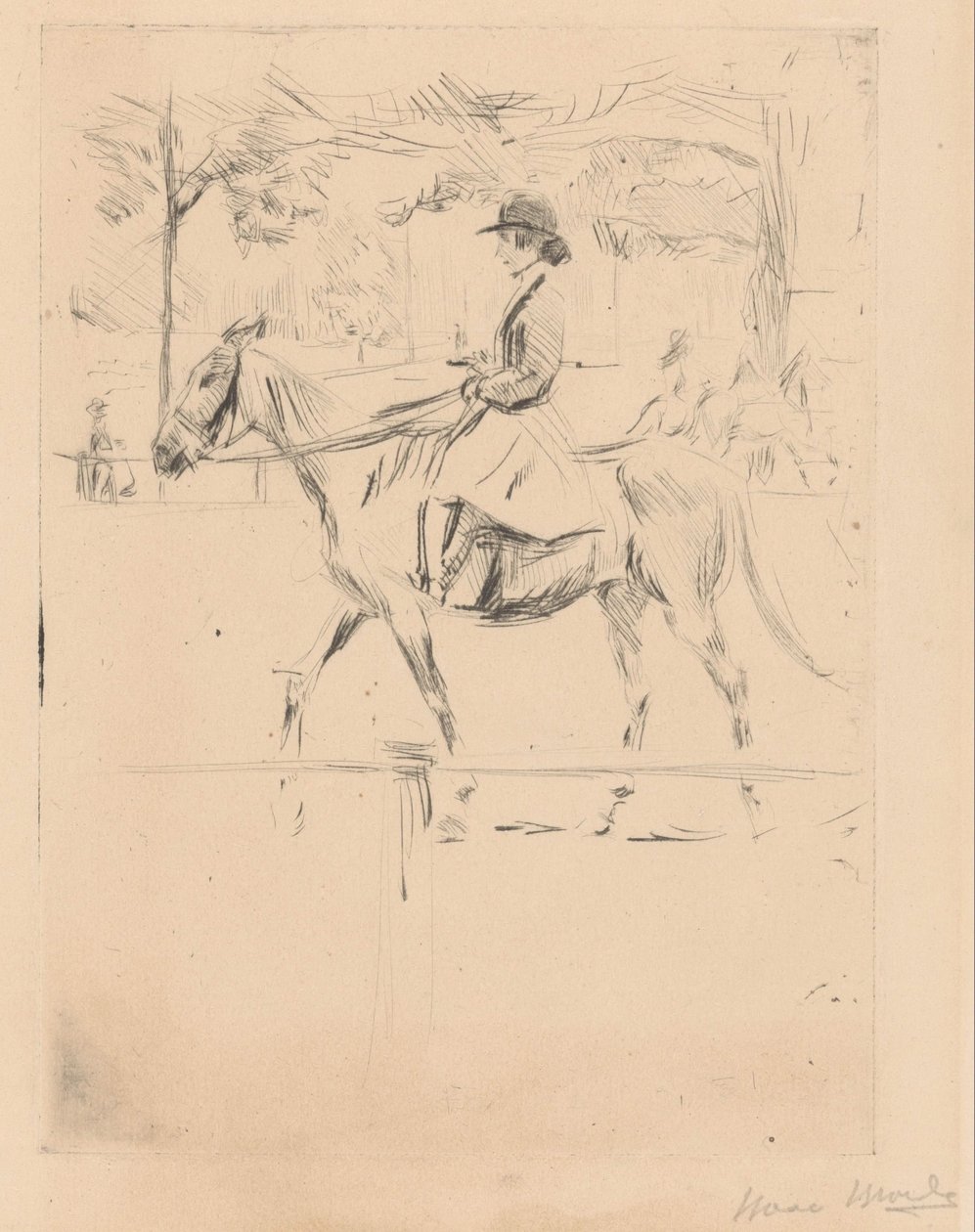 Nainen hevosen selässä tekijältä Isaac Israels (signed by artist)