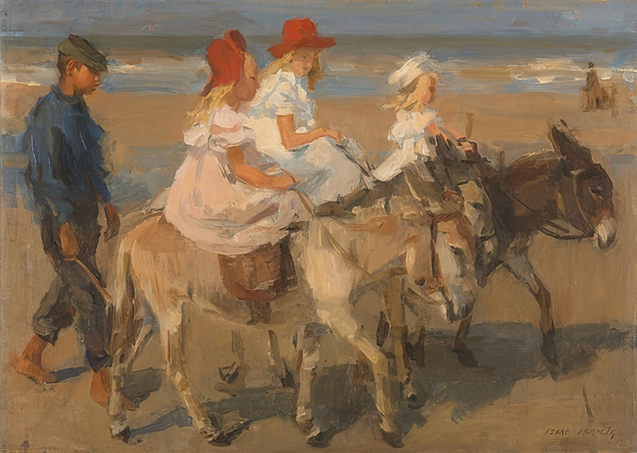 Aasilla ratsastaa rannalla. Noin 1890-1901 tekijältä Isaac Israels