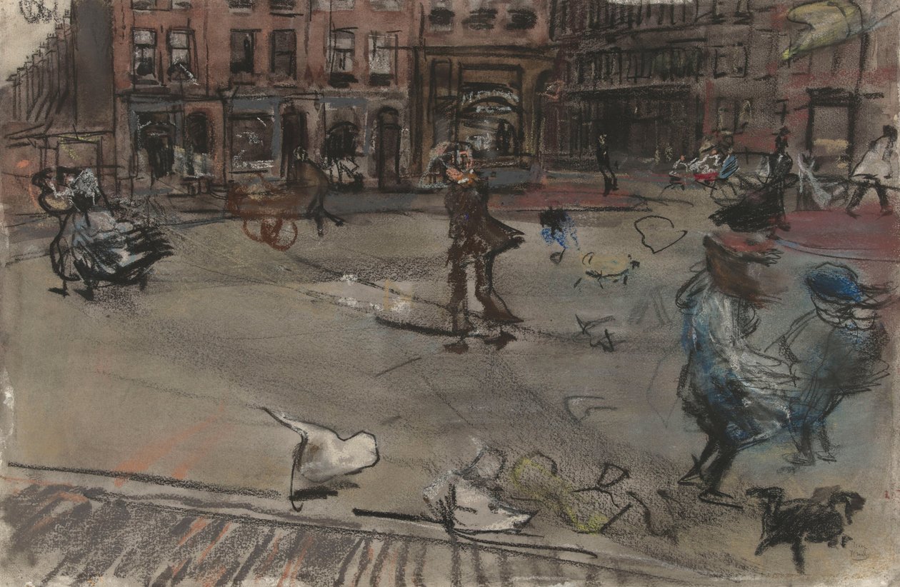 Tuulenpuuska Dapperpleinillä Amsterdamissa tekijältä Isaac Israels