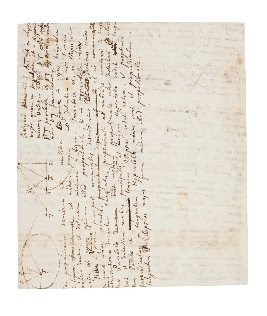 Kaksi sivua revisioita Principia Mathematicaan tekijältä Isaac Newton