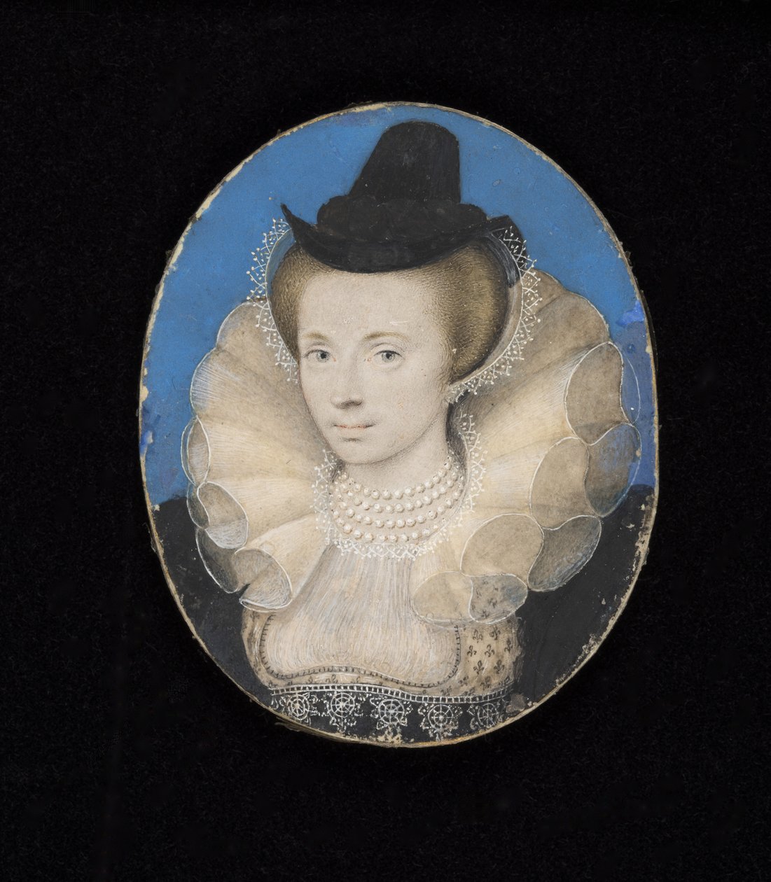 Tuntematon nainen, n. 1595-1600 (kortille asetettu akvarelli velumiin) tekijältä Isaac Oliver