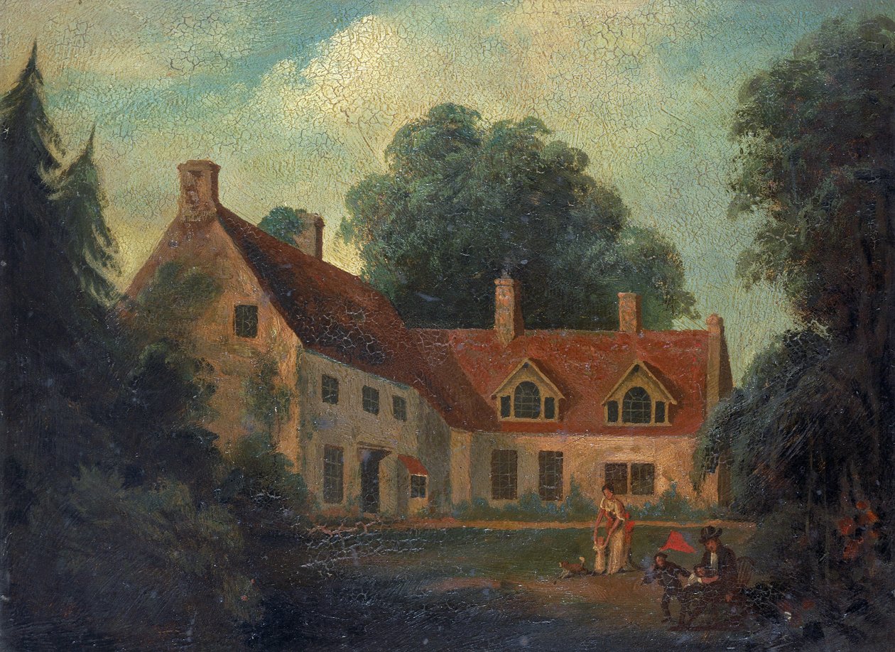 Horatio Nelsonin (1758-1805) syntymäpaikka Burnham Thorpessa, Englannissa, jossa hänen isänsä, pastori Edmund Nelson (1722-1802), oli kirkkoherrana ja jossa Horatio Nelson asui vaimonsa kanssa ollessaan työtön kapteeni. tekijältä Isaac Pocock