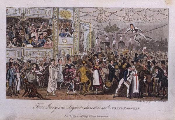 Tom, Jerry ja Logic hahmoissa Grand Carnivalissa Pierce Eganin elokuvasta Life in London tekijältä Isaac Robert and George Cruikshank