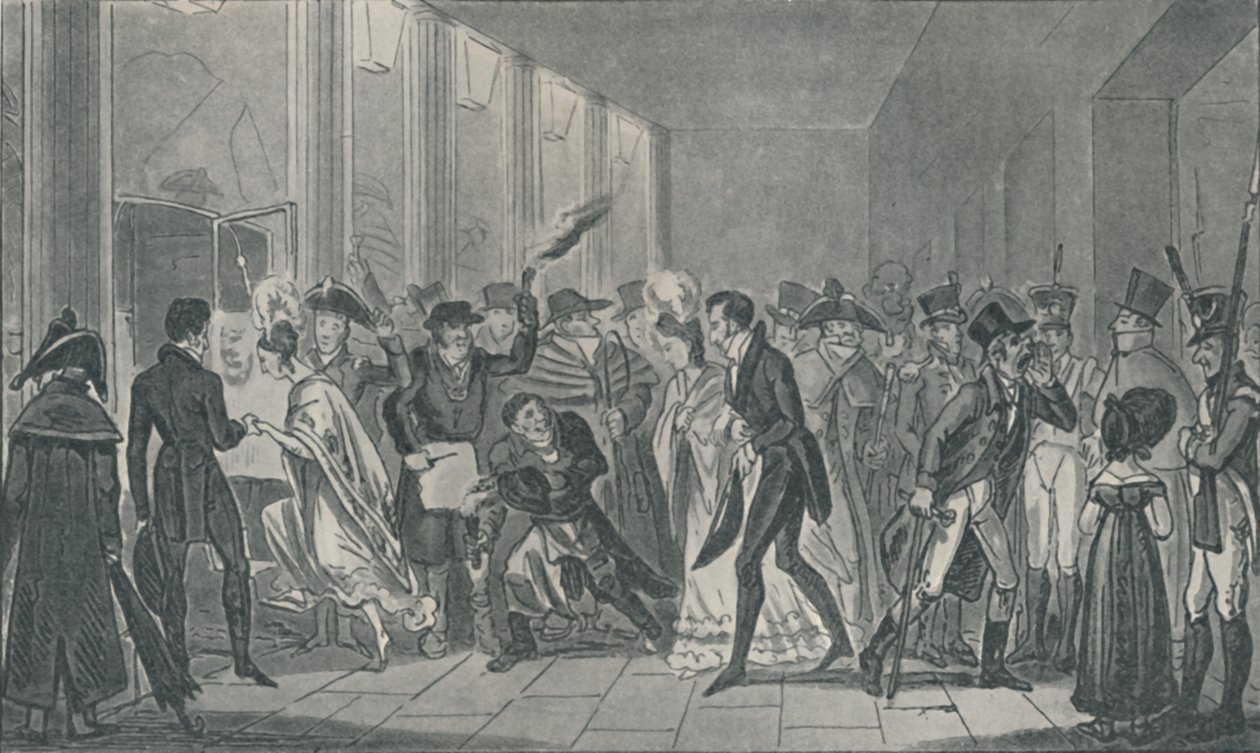 Oopperan jälkeen, 1821, 1920. Taiteilijat: Isaac Robert Cruikshank, George Cruikshank. tekijältä Isaac, Robert and George Cruikshank