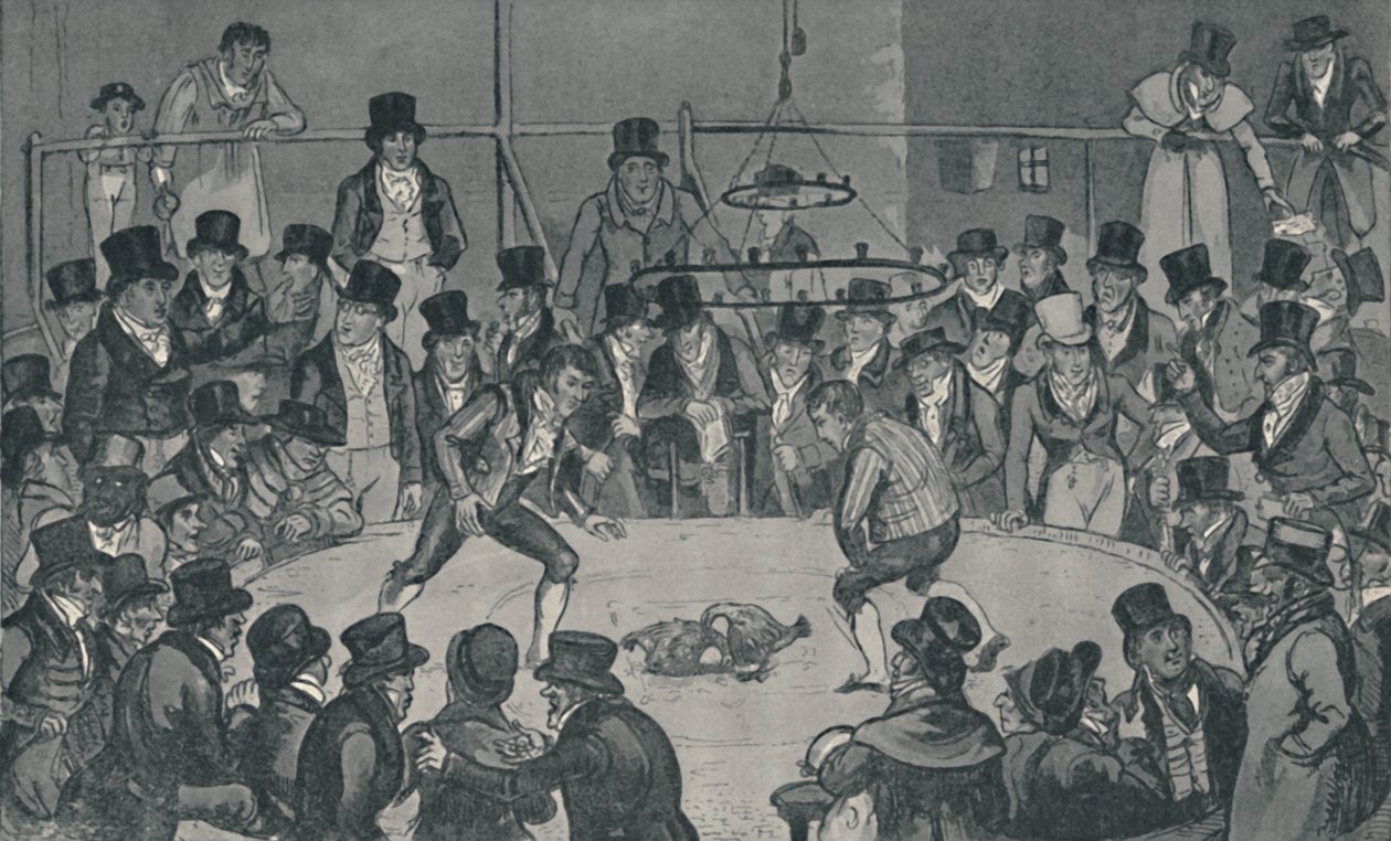 At the Royal Cockpit, 1821, 1920. Taiteilijat: Isaac Robert Cruikshank, George Cruikshank. tekijältä Isaac, Robert and George Cruikshank