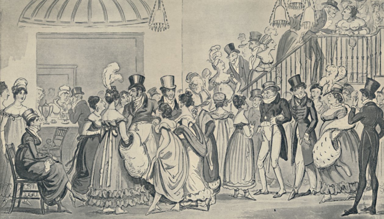 In the Saloon at Covent Garden, 1821, 1920. Taiteilijat: Isaac Robert Cruikshank, George Cruikshank. tekijältä Isaac, Robert and George Cruikshank