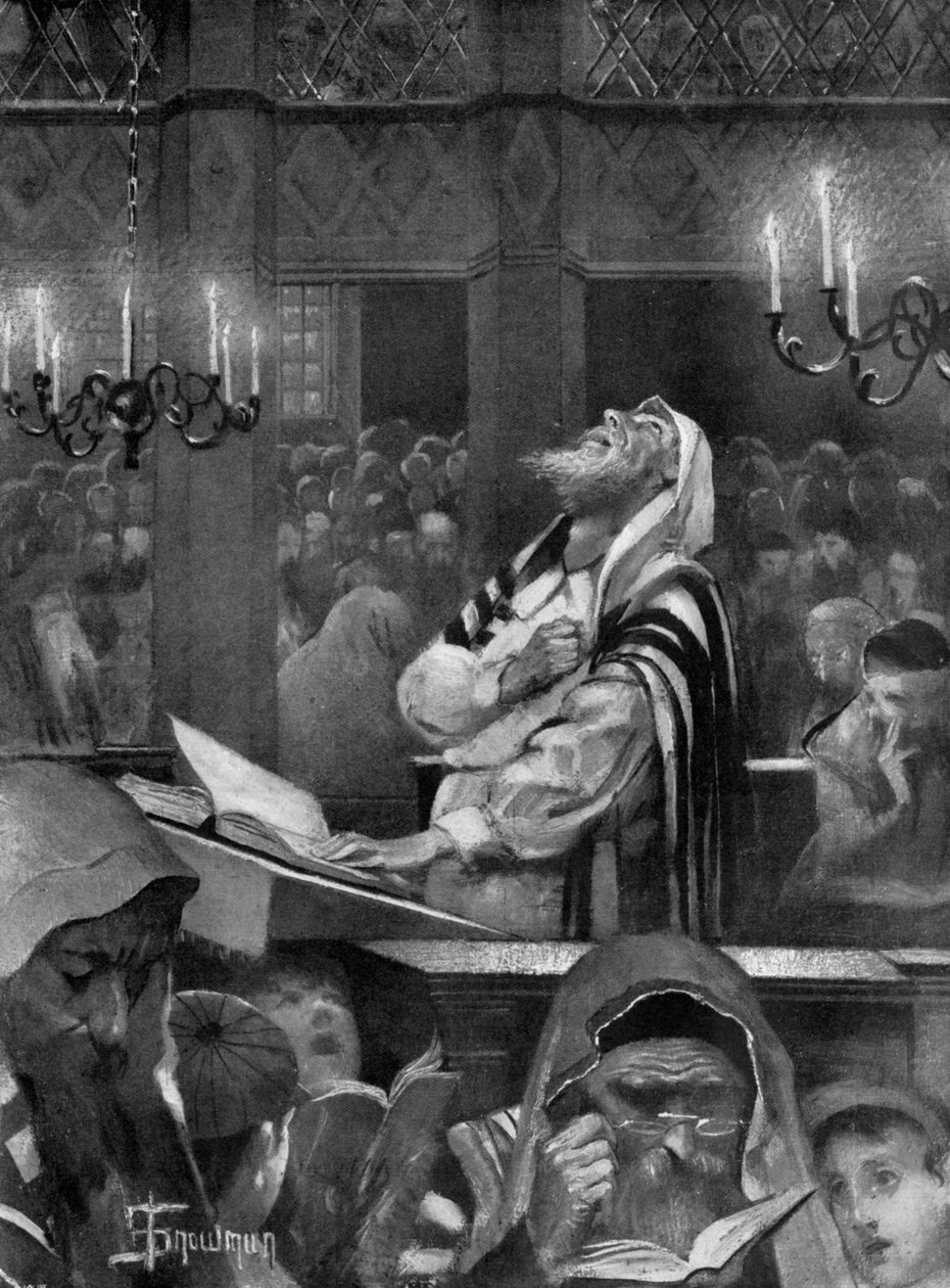 Kohtaus synagogassa, suuri sovituspäivä, 6. lokakuuta 1897 tekijältä Isaac Snowman