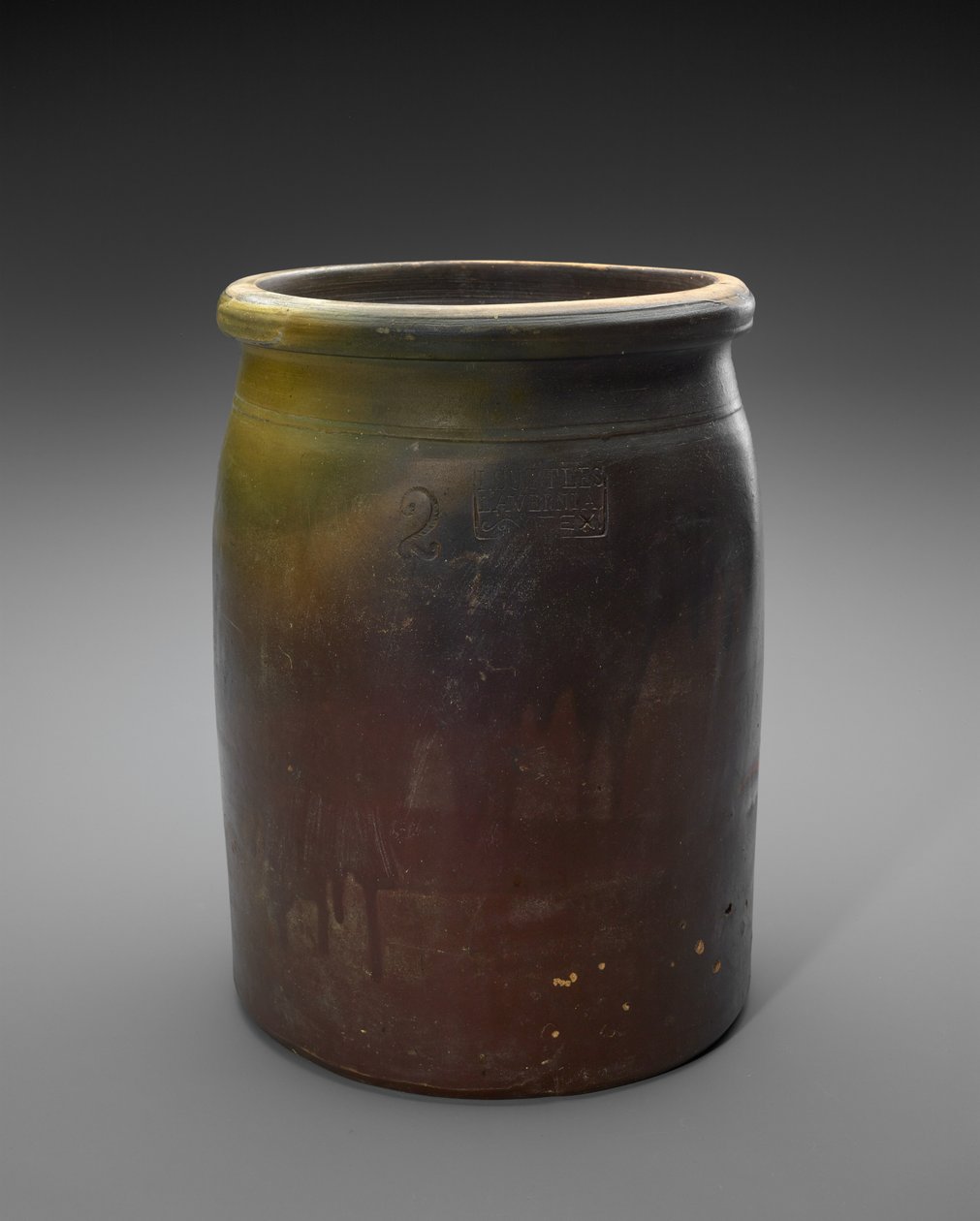 Crock, c. 1873-1882 (liukulasitettu kivitavara) tekijältä Isaac Suttles Pottery
