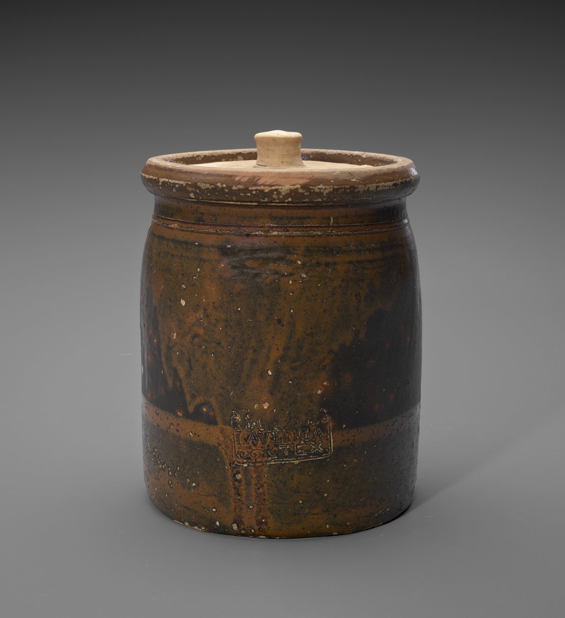 Kannen purkki, c. 1873-1882 (liukulasitettu kivitavara) tekijältä Isaac Suttles Pottery