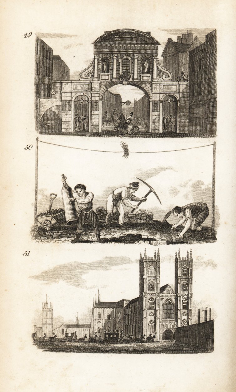 Temple Bar, Paviors ja Westminster Abbey tekijältä Isaac Taylor