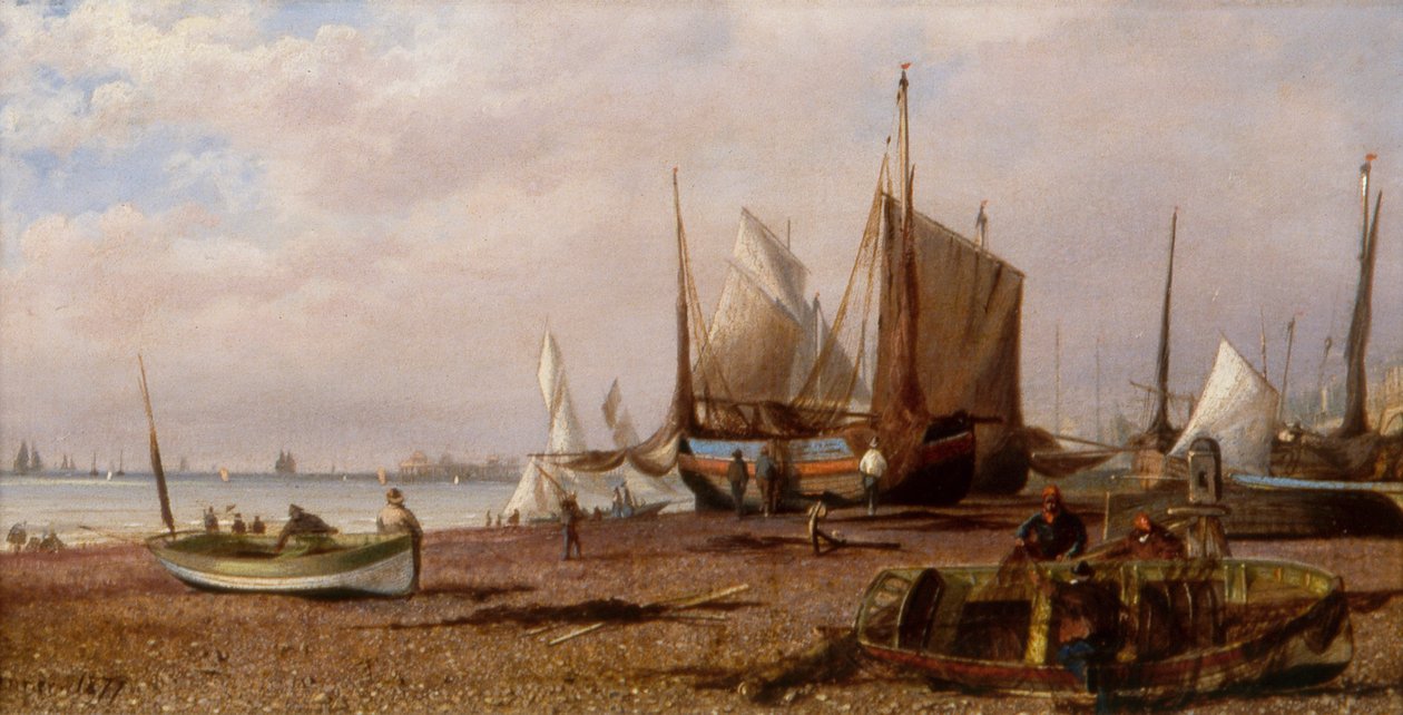 Brighton Beach kalastusveneiden kanssa tekijältä Isaac Walter Jenner