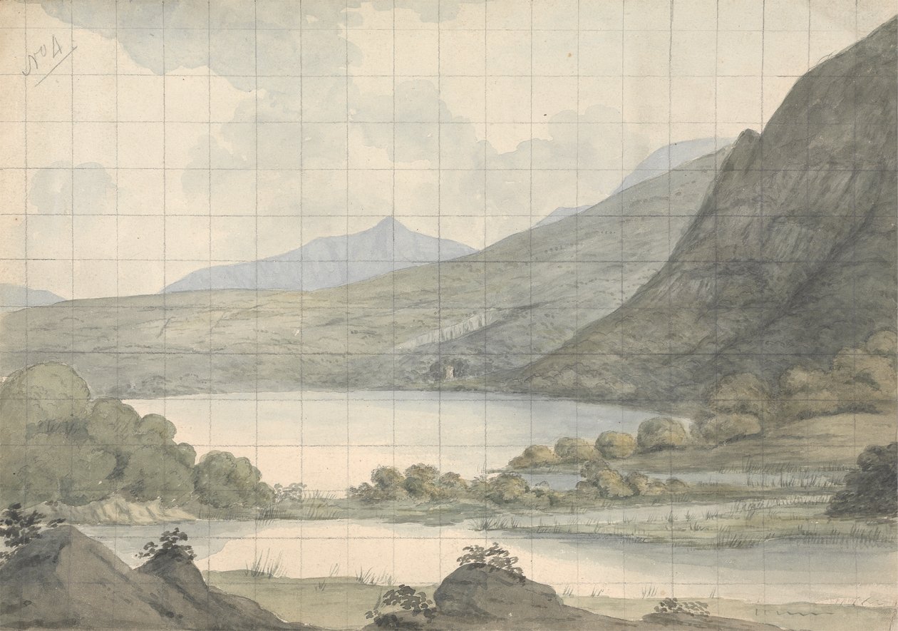 Turk Lake joen toisella puolella ja Brikeen Island (Irlanti) tekijältä Isaac Weld
