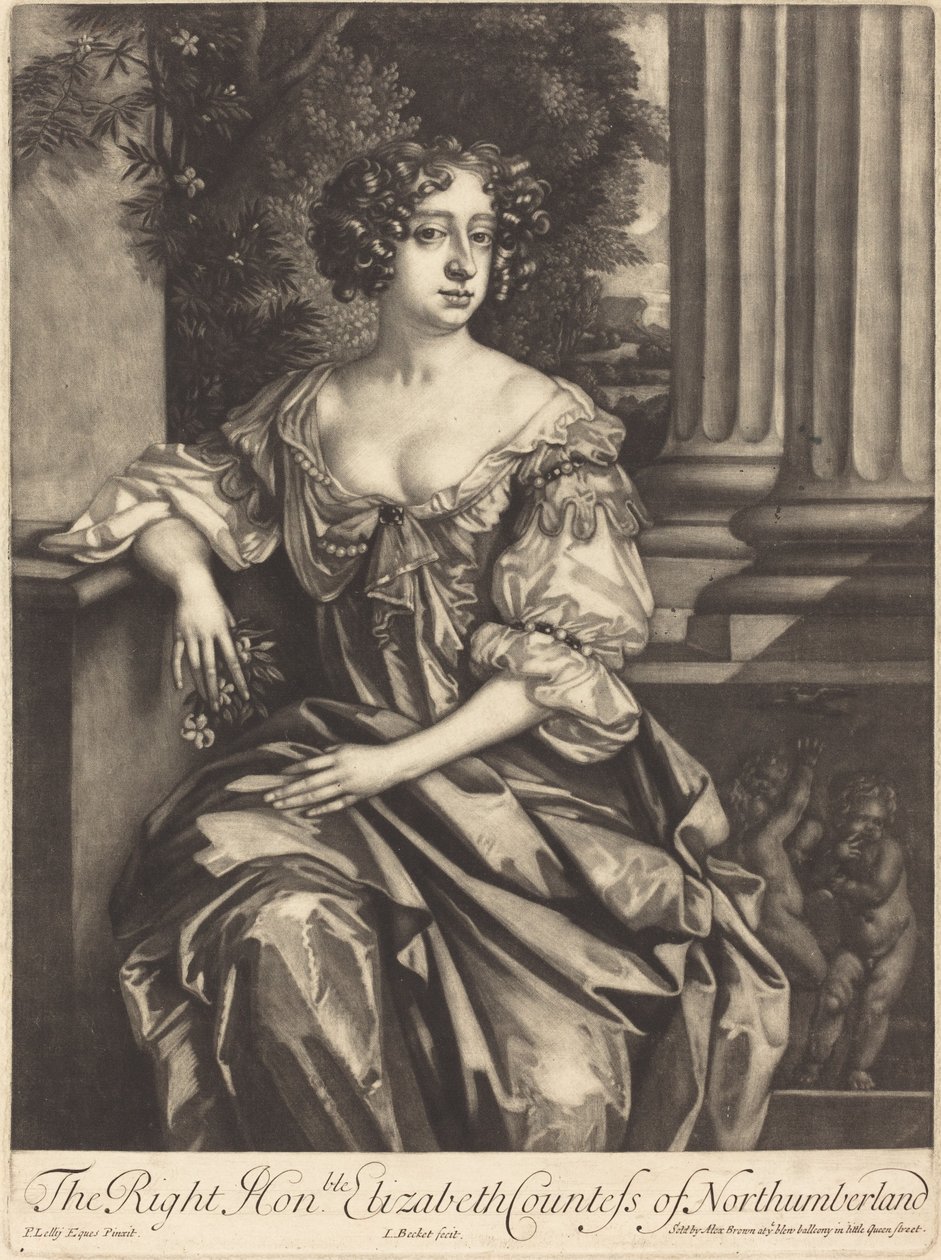 Northumberlandin oikea arvoisa Elizabeth kreivitär tekijältä Isaak Beckett after Sir Peter Lely
