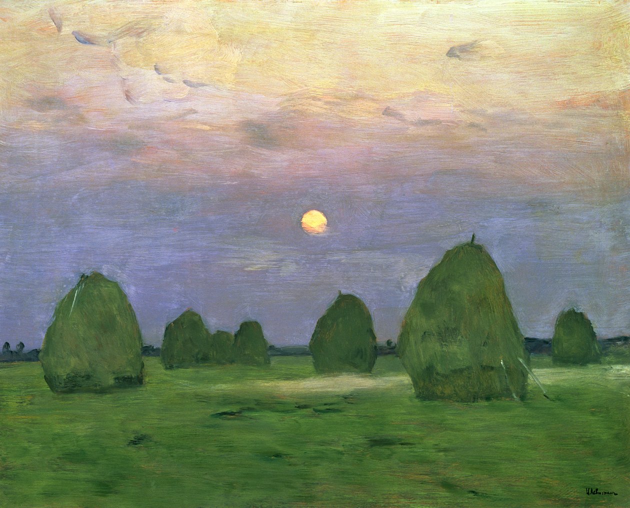 Hayricks at Dusk, 1899 tekijältä Isaak Ilyich Levitan