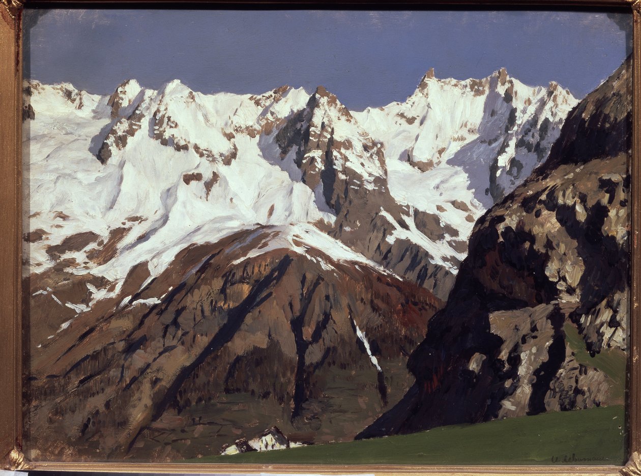 Mont Blancin vuorijono. Maalaus Isaac (Isaac) Ilyich Levitan (1860-1900), öljy kankaalle tekijältä Isaak Ilyich Levitan
