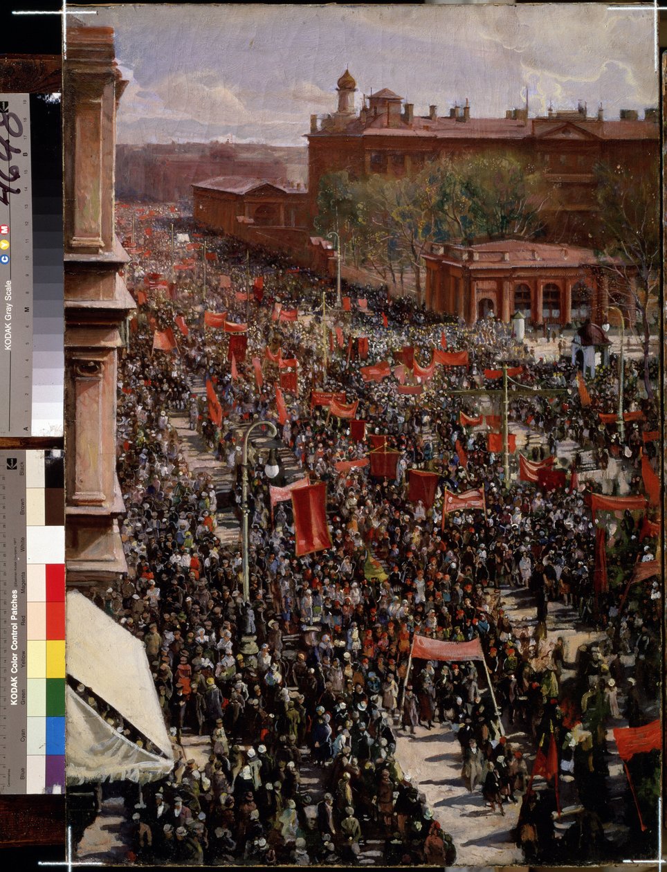 ""Paraati Nevski Prospektilla Leningradissa (Pietari)"" Isaak Izrailevich Brodskyn (Brodsky) maalaus (1884-1939) (sosialistinen realismi) 1930 Pietarin valtion venäläinen museo tekijältä Isaak Israilevich Brodsky