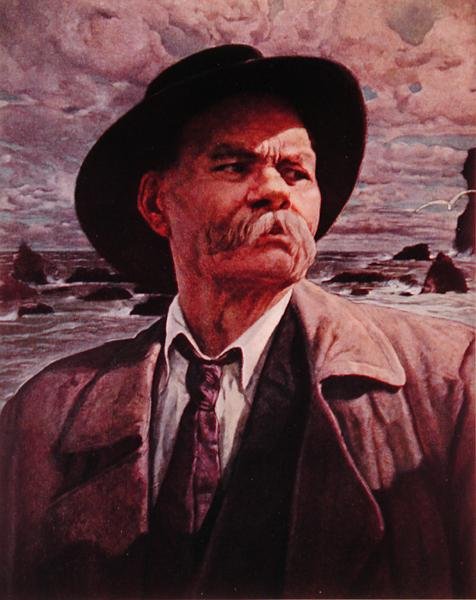 Maksim Gorki (1868-1936) n. 1930-36 (litho) tekijältä Isaak Israilevich Brodsky
