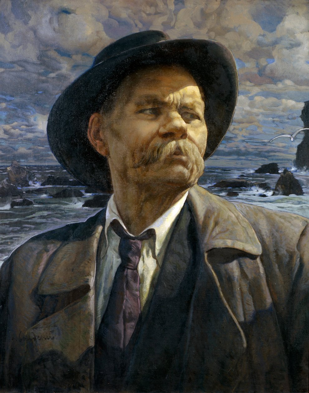 Muotokuva kirjailijasta Maksim Gorkin 1868-1939, 1936 tekijältä Isaak Israilevich Brodsky