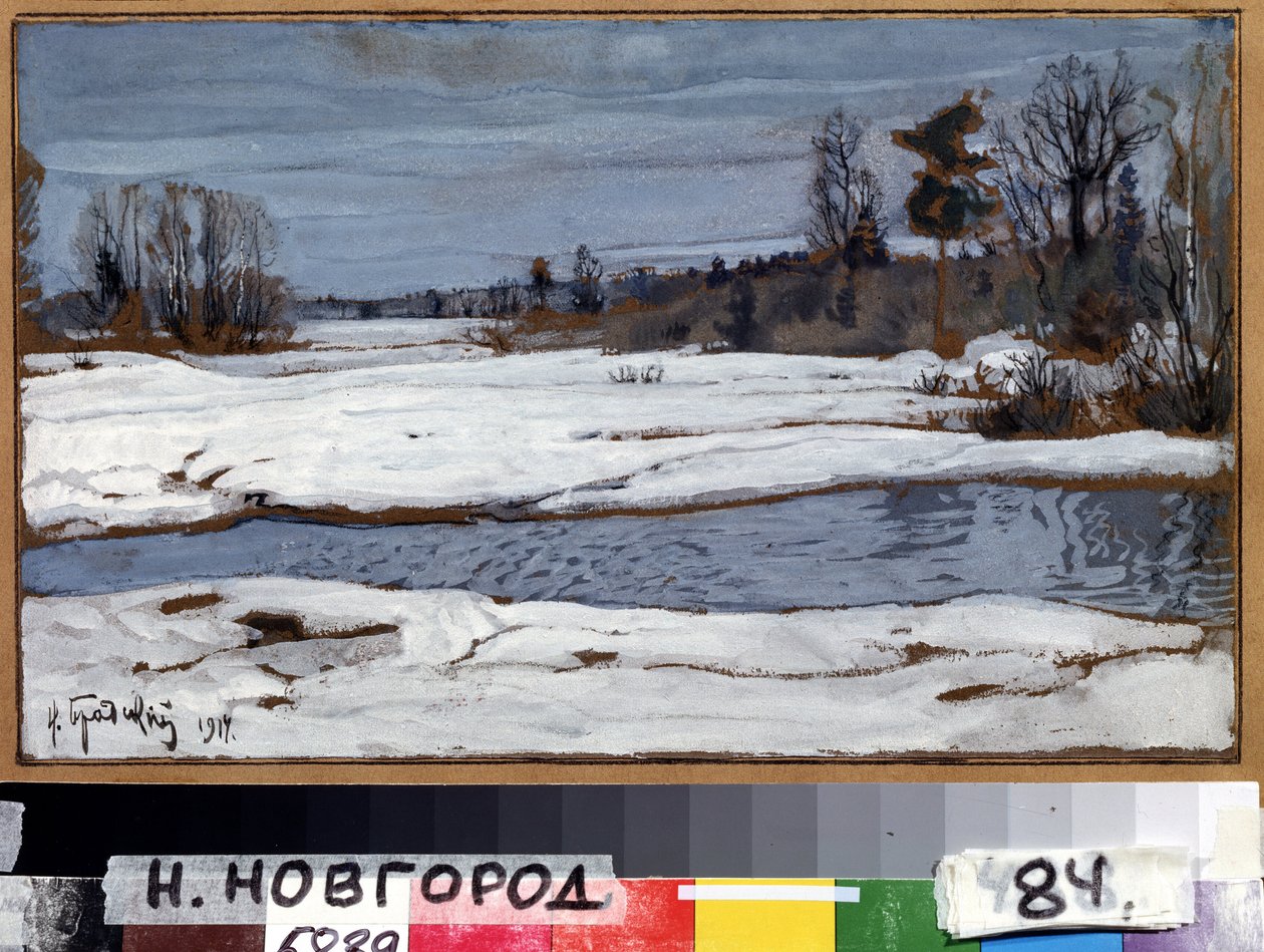 Kevät (kevät). Isaak Izrailevich Brodsky (Brodsky) maalaus (1884-1939). Öljy kankaalle tekijältä Isaak Israilevich Brodsky