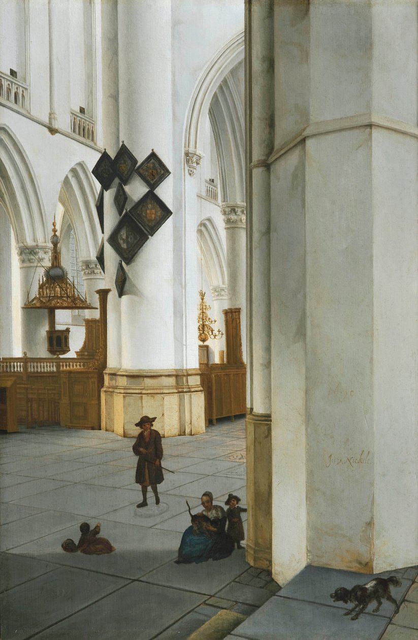 Hollanti: Interieur van de St. Bavokerk te Haarlem, Kerstmiskapelista nähtynä Sisäkuva Pyhän Bavon kirkosta, Haarlemista. tekijältä Isaak van Nickelen