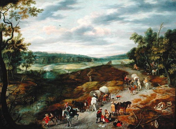 Varkaat hyökkäävät matkailijoiden saattueeseen, 1656 tekijältä Isaak van Oosten