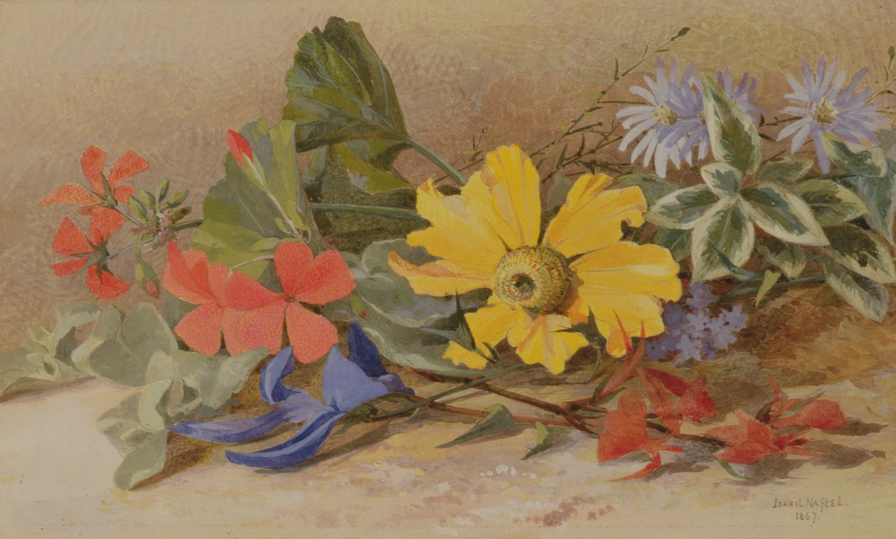 Asetelma - Sekakukkia, 1867 tekijältä Isabel Oakley Naftel