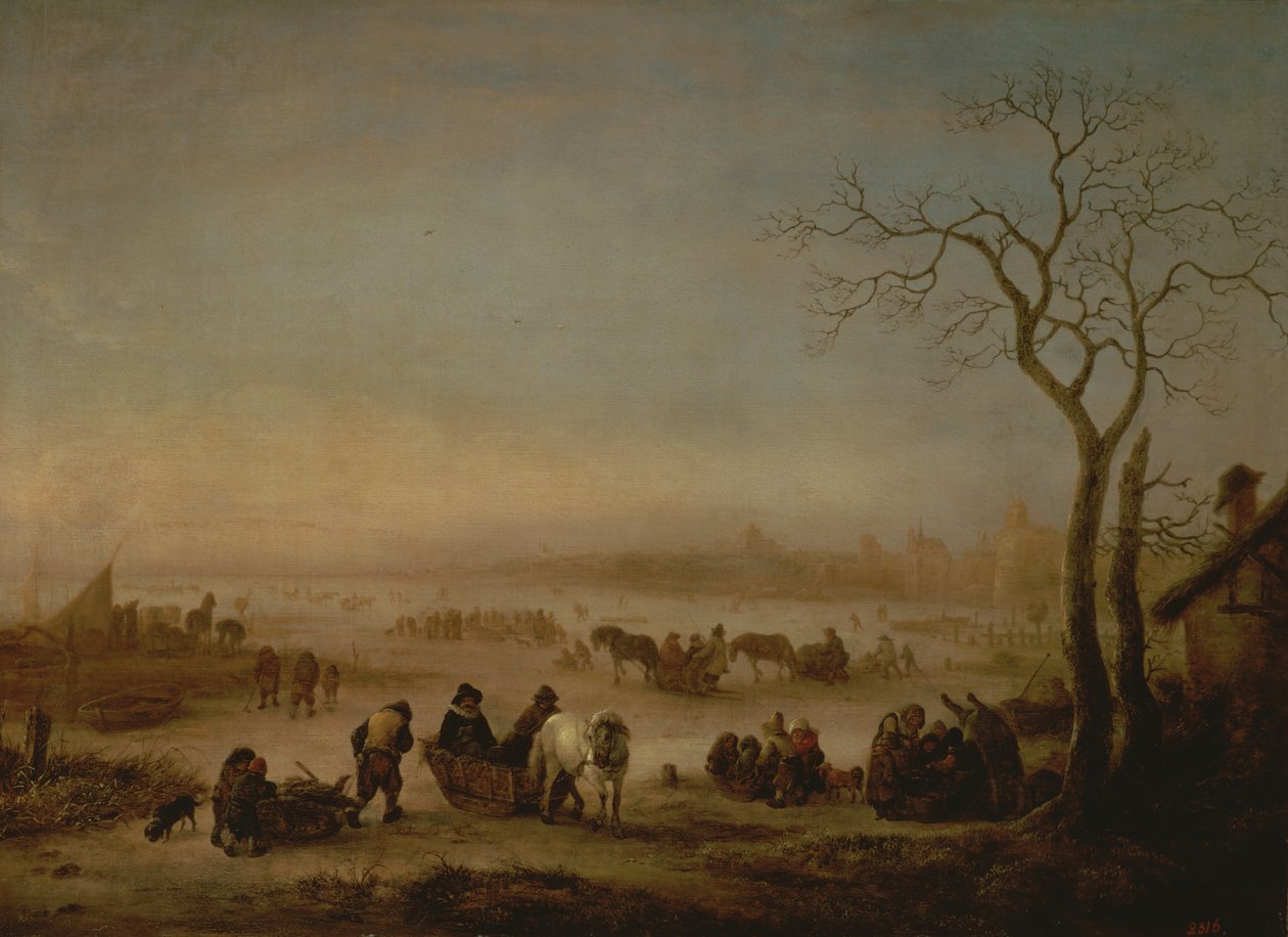 Jäätynyt järvi, 1648 tekijältä Isack van Ostade
