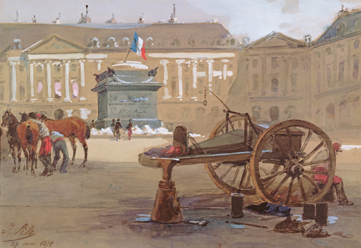 Pudonnut pylväs, Place Vendôme, Pariisi, 29. toukokuuta 1871 tekijältä Isidore Pils