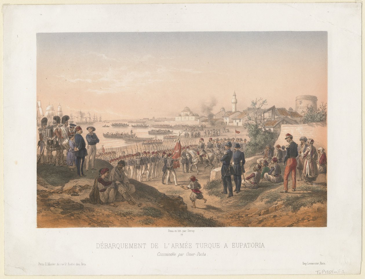 Turkin armeijan maihinnousu Jevpatoriaan Omer Pashan johdolla, 1855 tekijältä Isidore Laurent Deroy