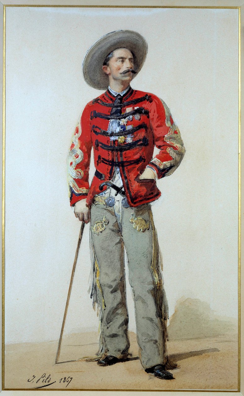 Meksikon retkikunta (1861-1867): kenraali Gaston Galliffetin (1830-1909) muotokuva vastasississä Meksikossa. Akvarelli Isidore Alexandre Augustin Pils (1813-1875) 1867 Sun. 0,39x0,24 m. Paris, musee de l