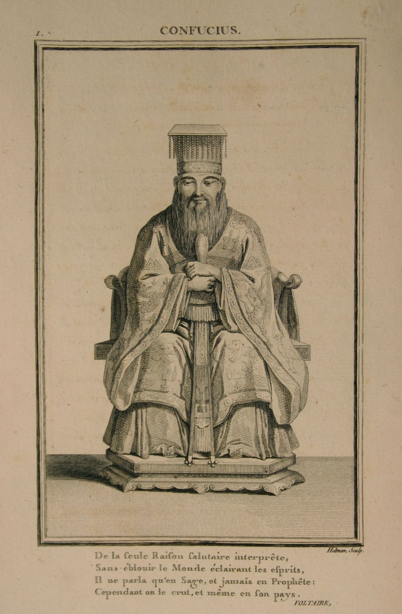 Kiinalaisen ajattelijan ja yhteiskuntafilosofin Konfutsen muotokuva, 1788 tekijältä Isidore Stanislas Helman