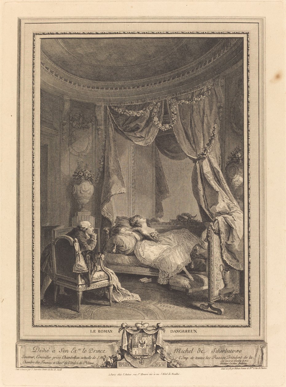 Vaarallinen romaani tekijältä Isidore Stanislas Helman after Nicolas Lavreince