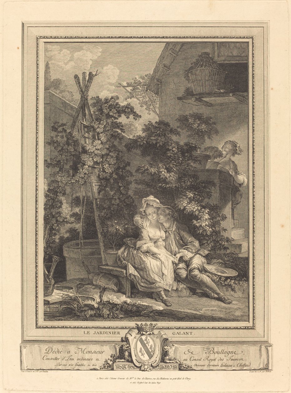 Upea puutarhuri tekijältä Isidore Stanislas Helman after Pierre Antoine Baudouin