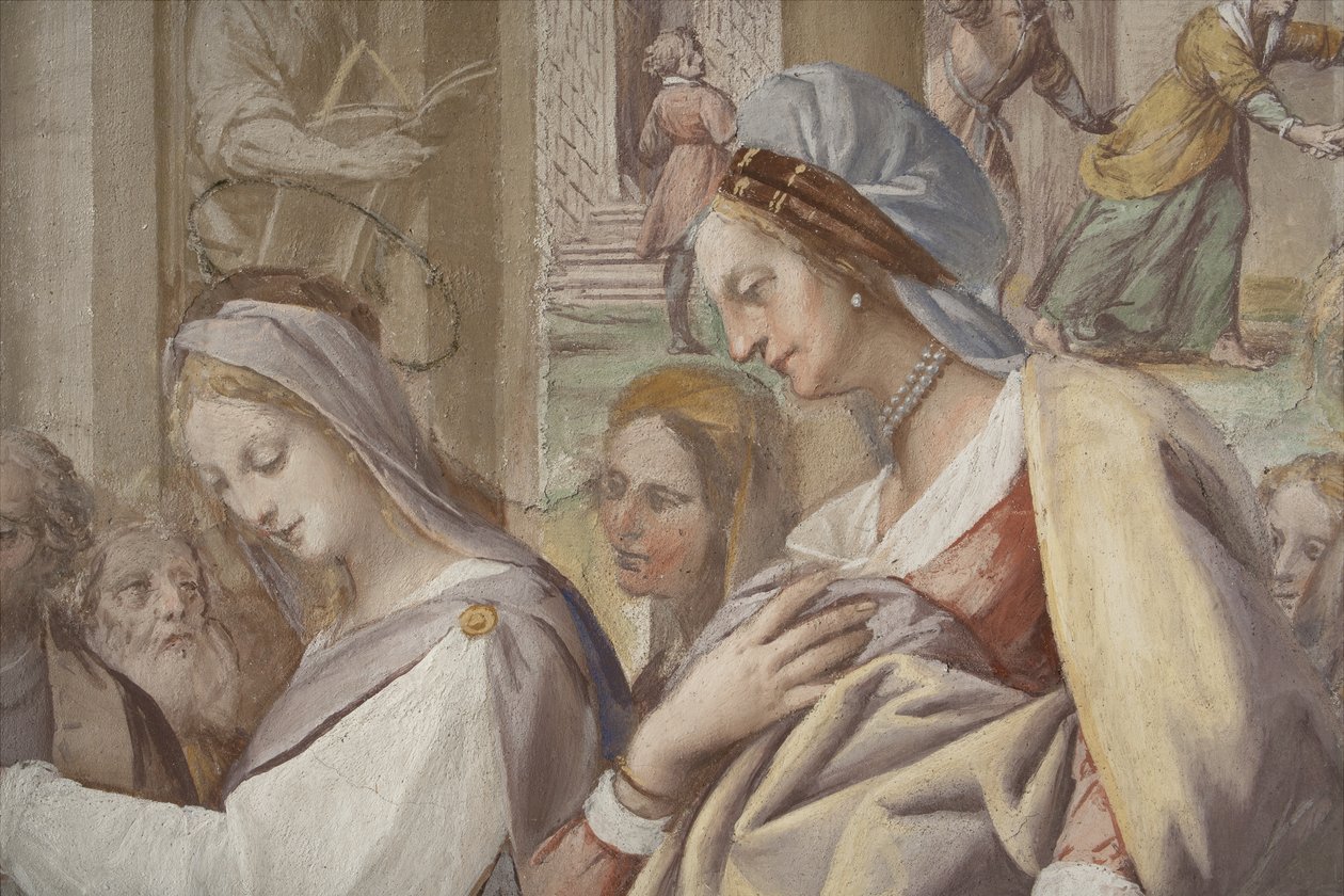 Yksityiskohta teoksesta Neitsyt Marian avioliitto, 1634. tekijältä Isidoro Bianchi