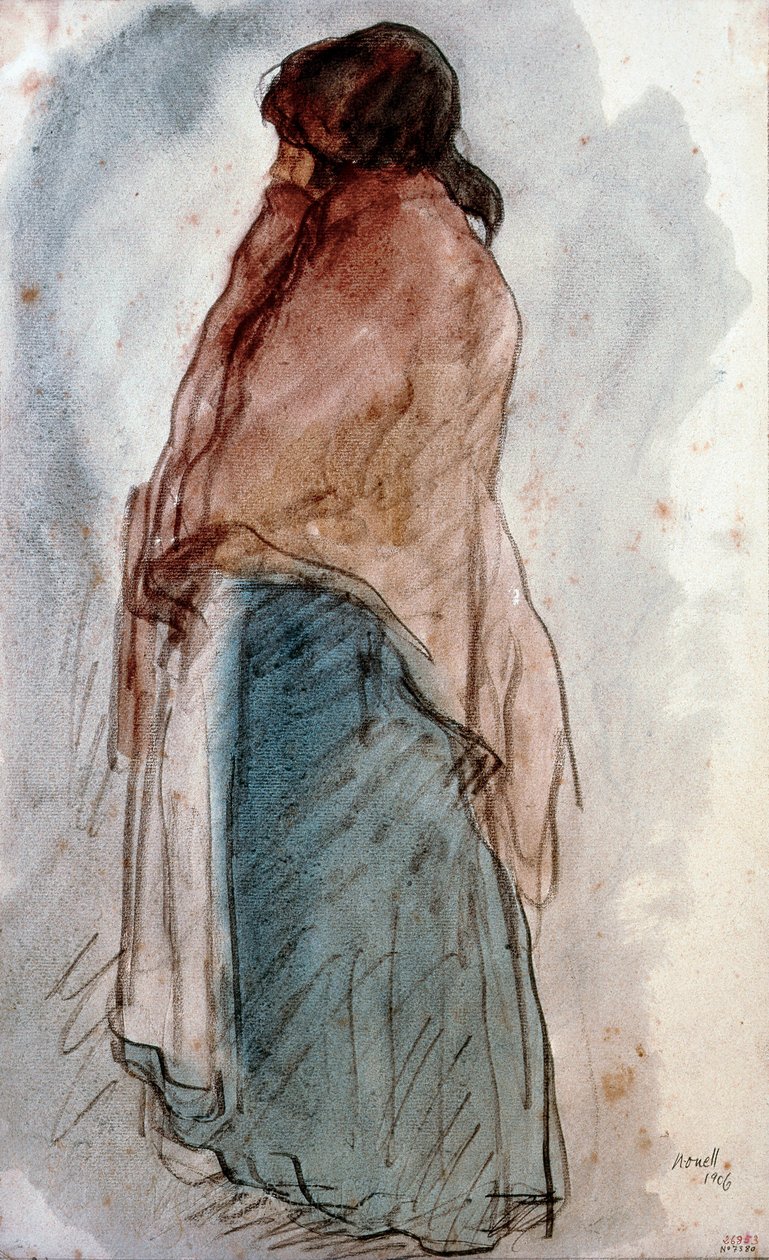"" La femme a la jug "" (Se, jolla on kannu) Isidre Nonell i Monturiolin (1873-1911) akvarelli. 1906 Barcelona. Katalonian kansallinen taidemuseo. tekijältä Isidro Nonell