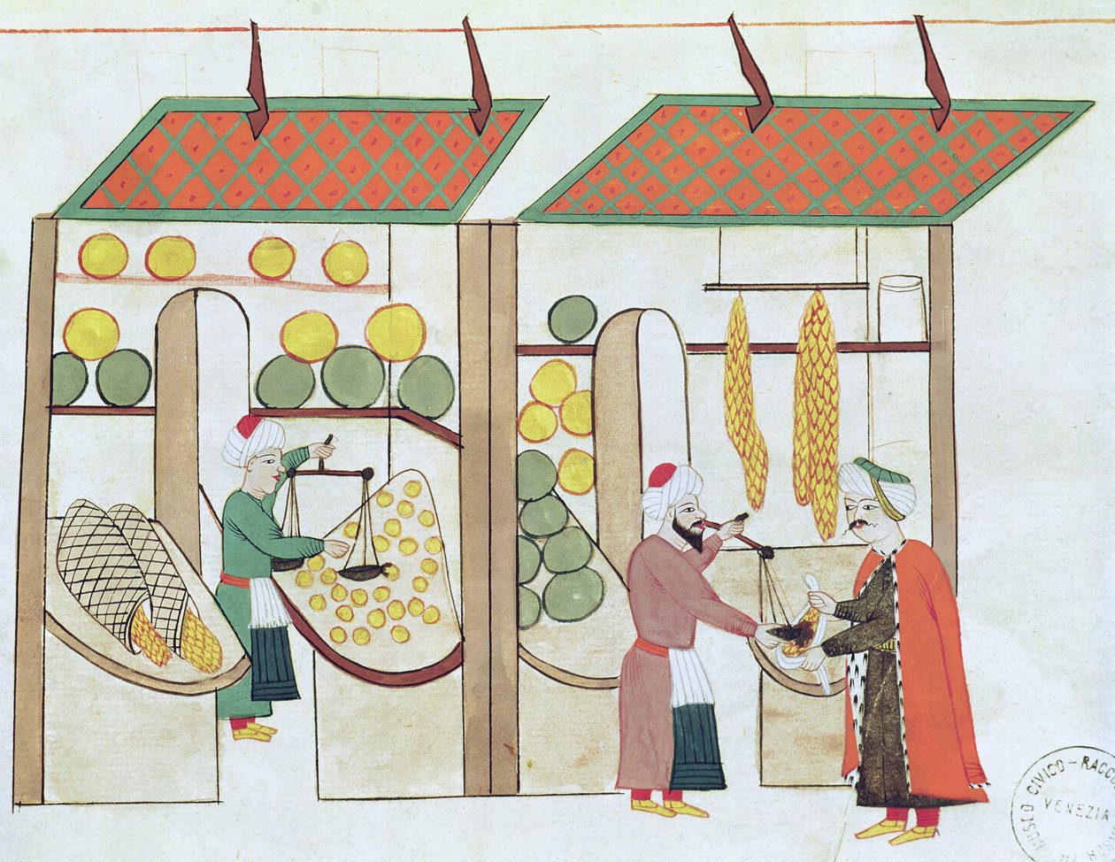 Ms.1671 Kaksi hedelmäkauppaa, n.1580 tekijältä Islamic School