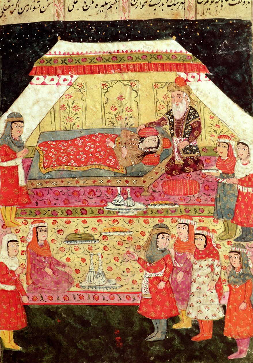 Haaremikohtaus, kuvitus "Shahnamasta" (Kuninkaiden kirja), kirjoittanut Abu