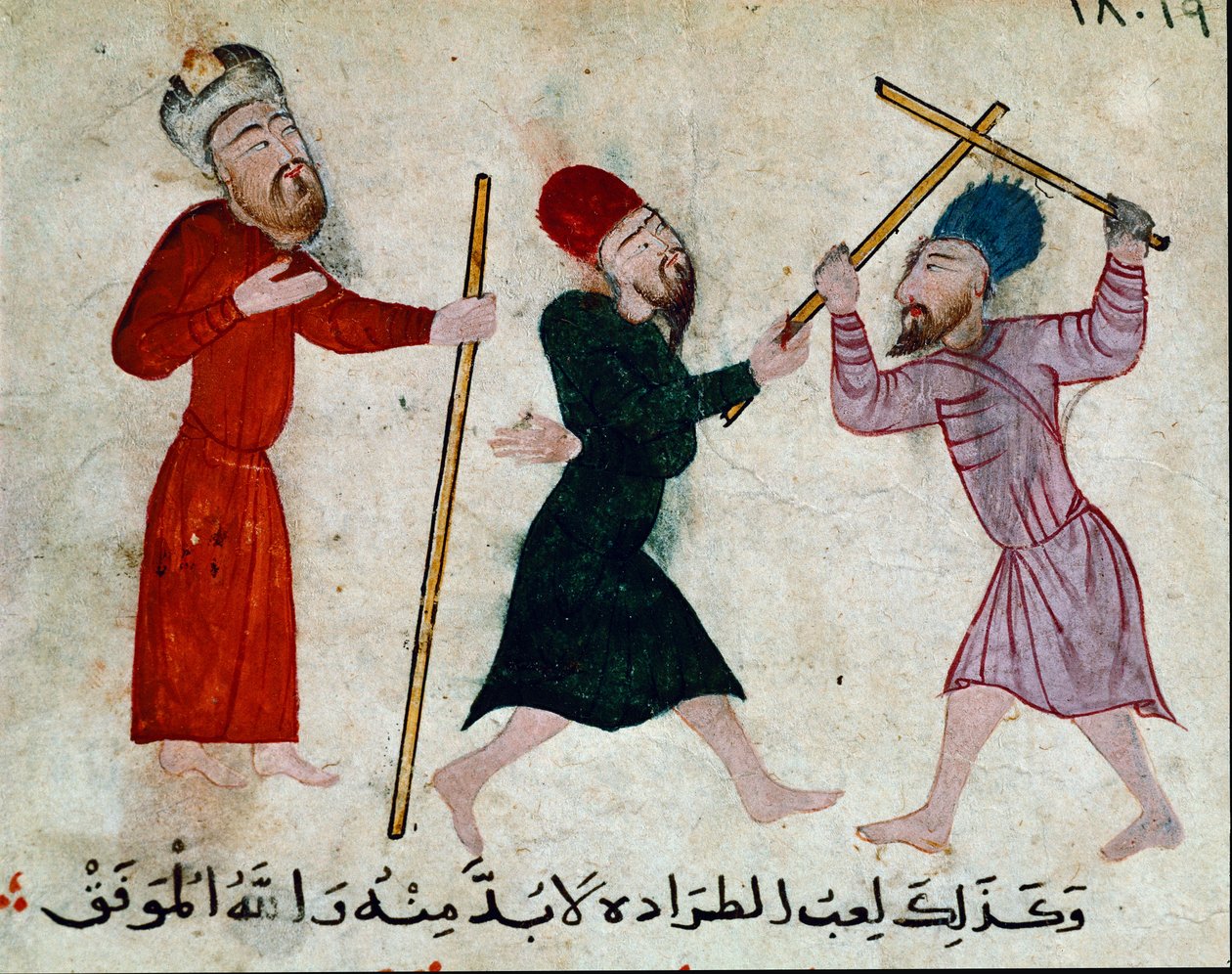 Islamilainen taide: Piirustus pergamentille Fatimid-ajalta (10-1100-luku) - Tikkupeli - Maalaus papyrukselle - Kairo, Islamilaisen taiteen museo tekijältä Islamic School