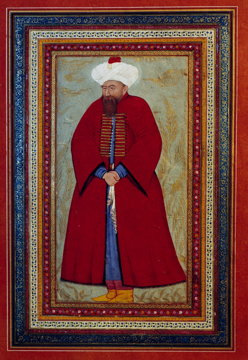 Islamilainen taide: Ottomaanien sulttaani Mehmetin (tai Mehmedin tai Muhammedin) Celebi I (1389-1421) muotokuva. Pikkukuva noin 1550. Pariisi, Louvre-museo tekijältä Islamic School