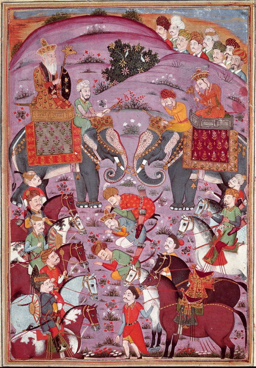 Islamilainen taide: "" Roustamin ja hänen Aieul Samin ensimmäinen tapaaminen"" Persialainen miniatyyri Ferdowsin (Firdawsi tai Ferdawsi) eeppisen runon "" Shahnameh"" (Shah Nama, Shahnama) (Kuninkaiden kirja) käsikirjoituksesta tai Firdousi, noin 940 - noi tekijältä Islamic School