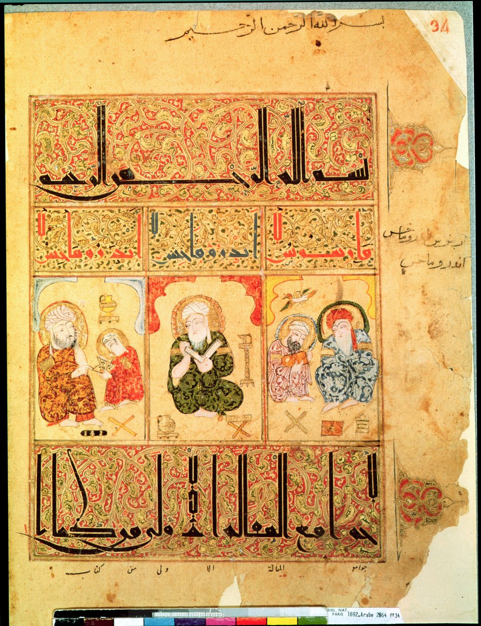 Ms. Arabe 2964 fol.34 Doctors from Theriac Traitise of Theriac after Galen, 1217 tekijältä Islamic School