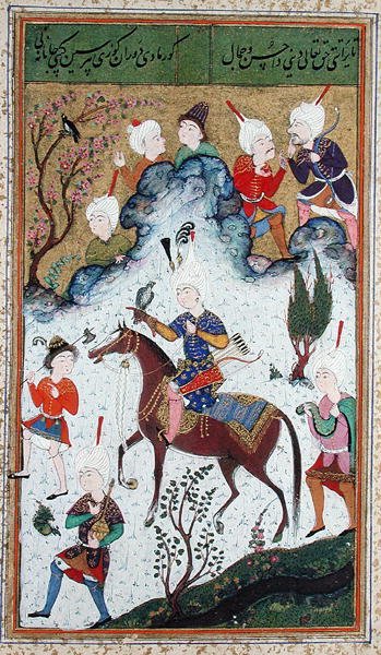 Ms B-284 fol.50b The Kings Hunt, Huseyn Bayqara, Divanista, n. 1540 tekijältä Islamic School
